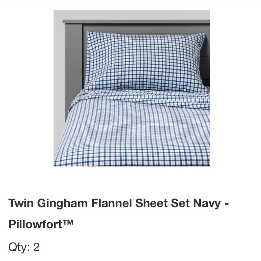 Pillowfort Gingham Flannel Twin Sheet Set - Picture 6 of 6